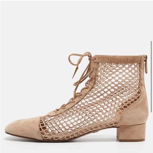 Dior / Naughtily-D 3cm Mesh Ankle Boot in Nude suede 40 10 - Picture 3 of 10